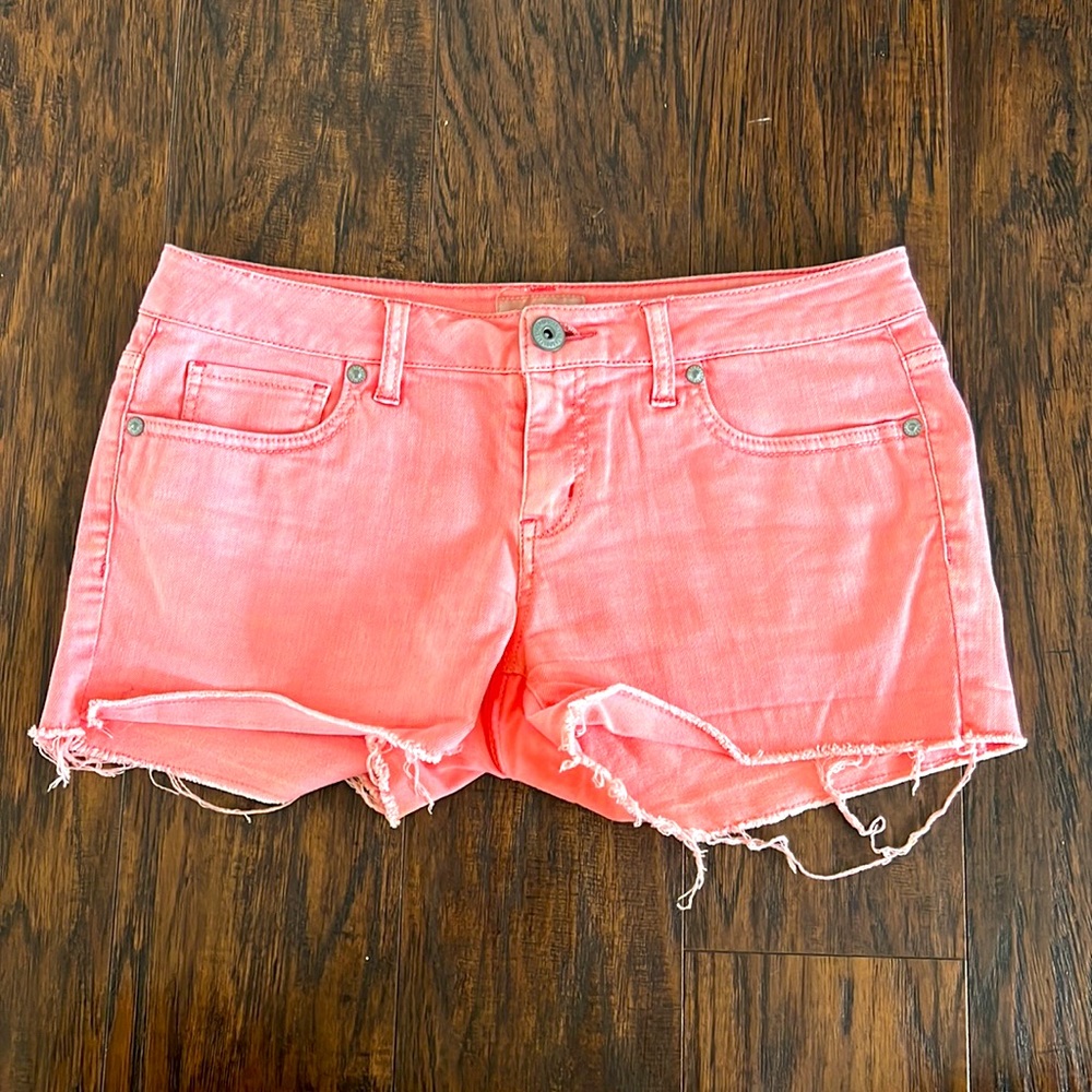 Orange/Coral Low Rise Jean Shorts